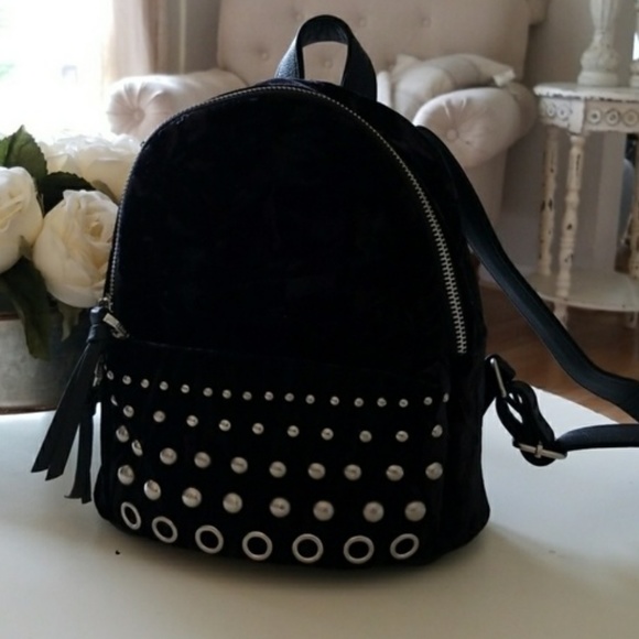 Madden Girl Handbags - NEW Black Velvet Mini Backpack Madden Girl